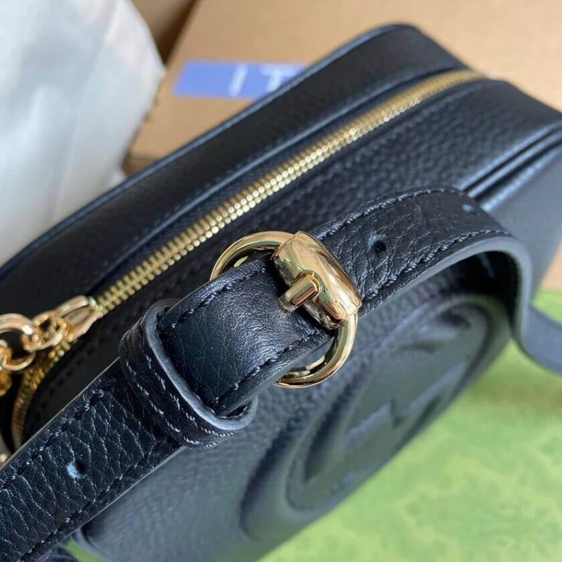 Replica bag Embossed Gucci Soho Small Leather Disco Bag Black