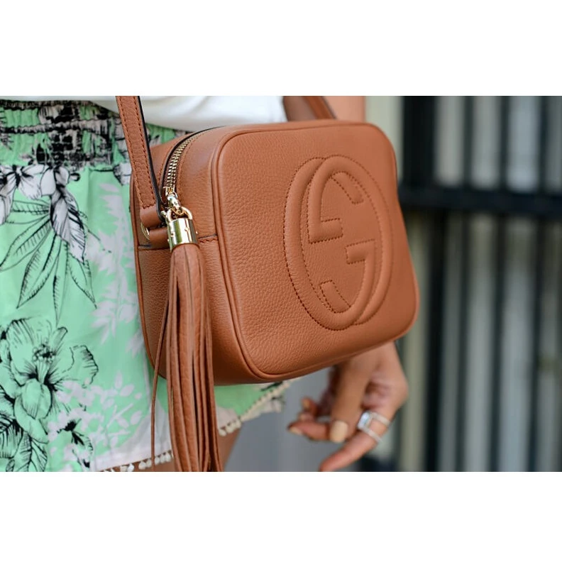 Kitlife Embossed Gucci Soho Small Leather Disco Bag Brown
