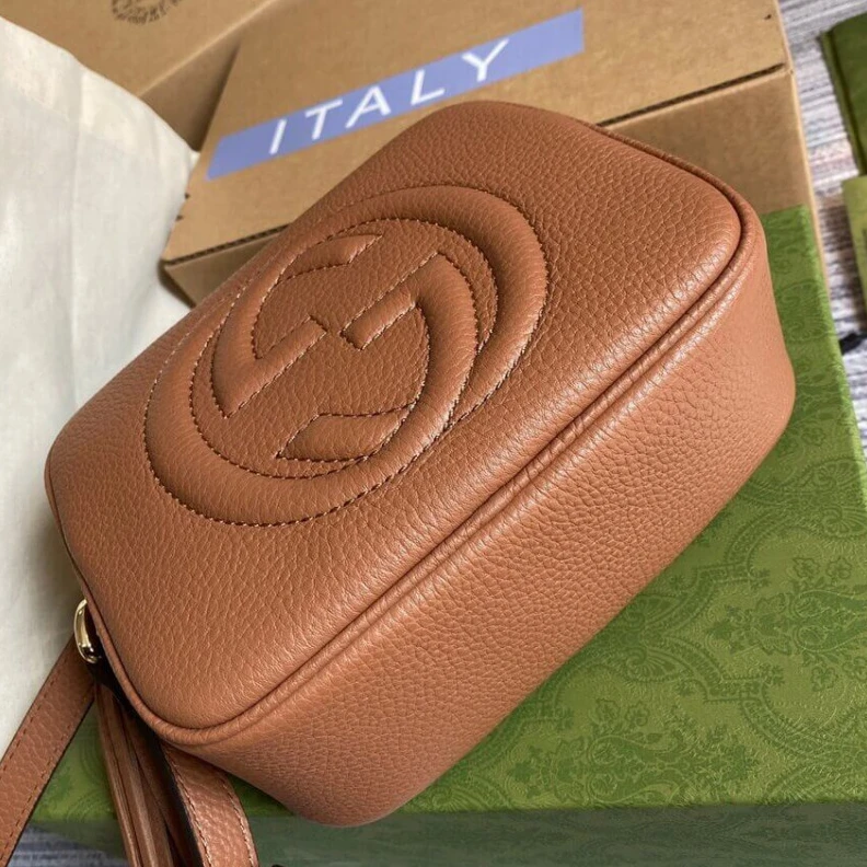 Kitlife Embossed Gucci Soho Small Leather Disco Bag Brown
