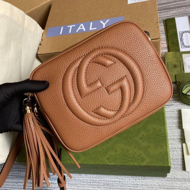 Kitlife Embossed Gucci Soho Small Leather Disco Bag Brown