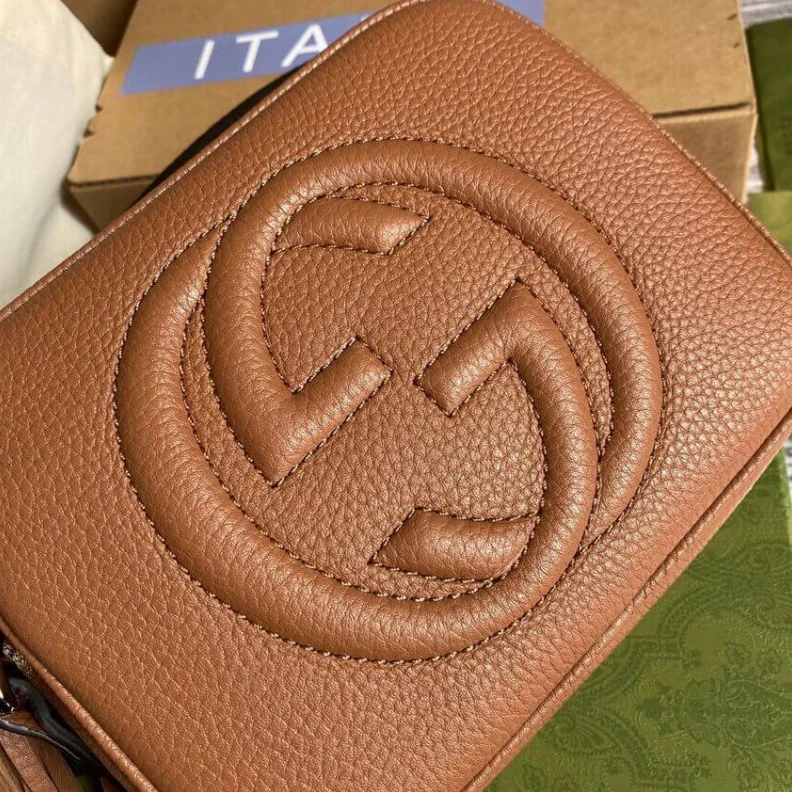 Kitlife Embossed Gucci Soho Small Leather Disco Bag Brown