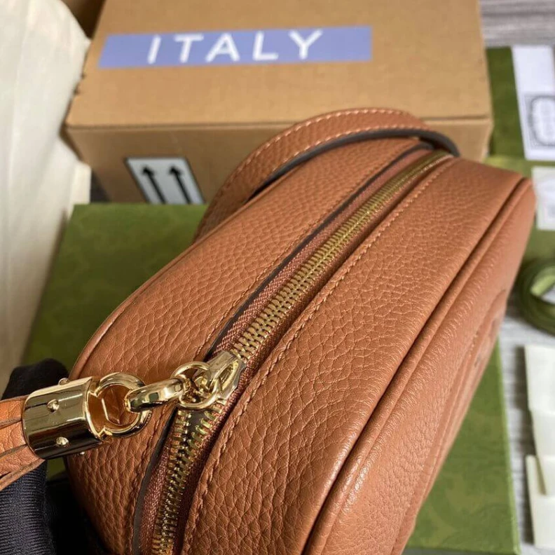 Kitlife Embossed Gucci Soho Small Leather Disco Bag Brown