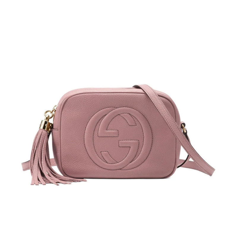 Embossed Gucci Soho Small Leather Disco Bag Pink