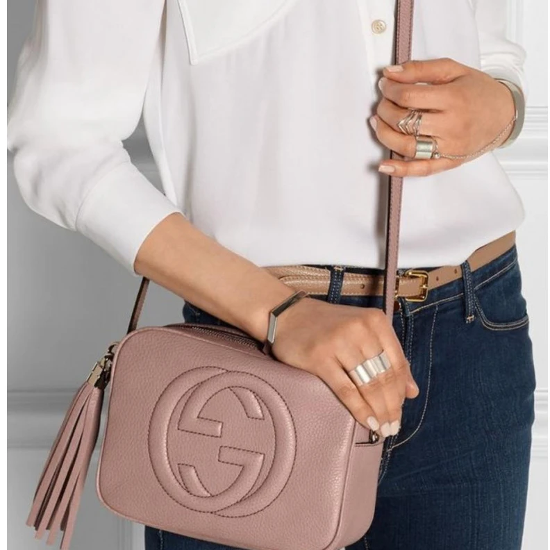 Top lv Embossed Gucci Soho Small Leather Disco Bag Pink