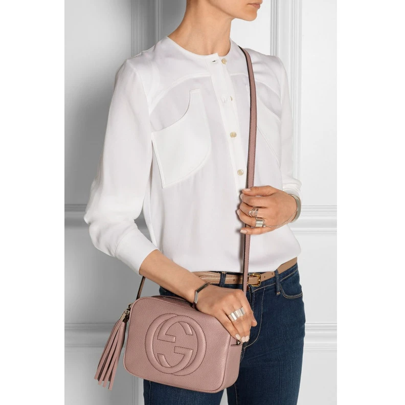 Top lv Embossed Gucci Soho Small Leather Disco Bag Pink