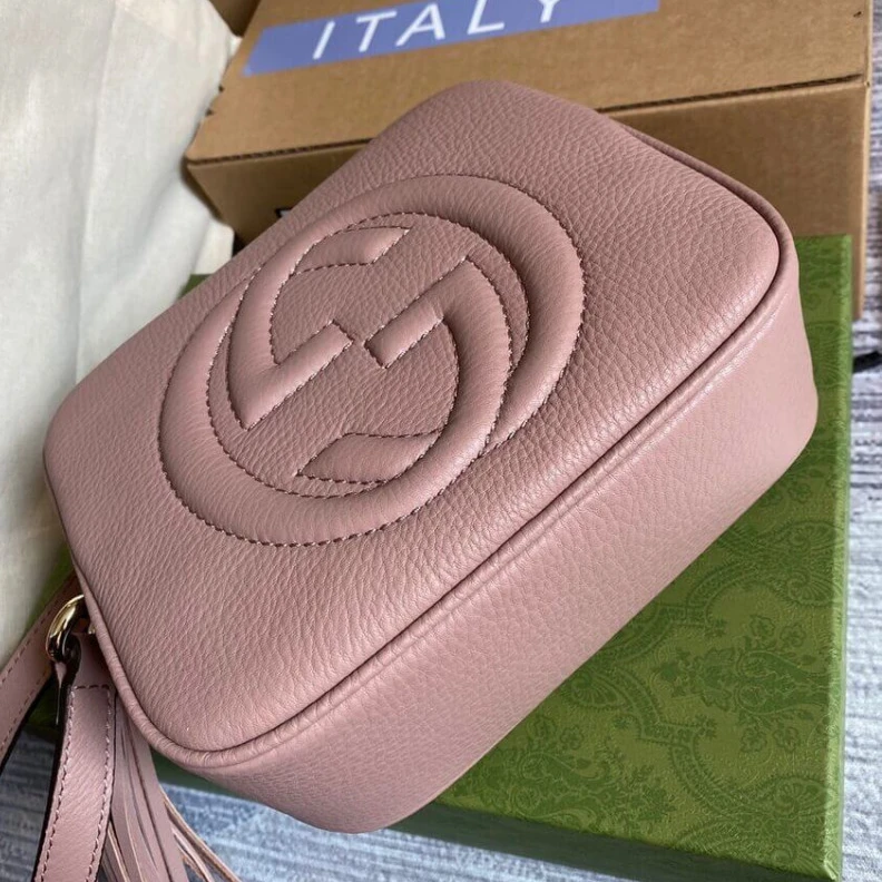 Top lv Embossed Gucci Soho Small Leather Disco Bag Pink