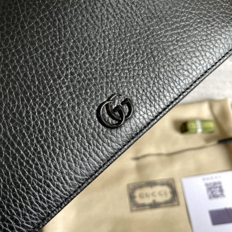 Replica bag Snap butt Gucci Textured Leather GG Marmont Mini Chain Bag
