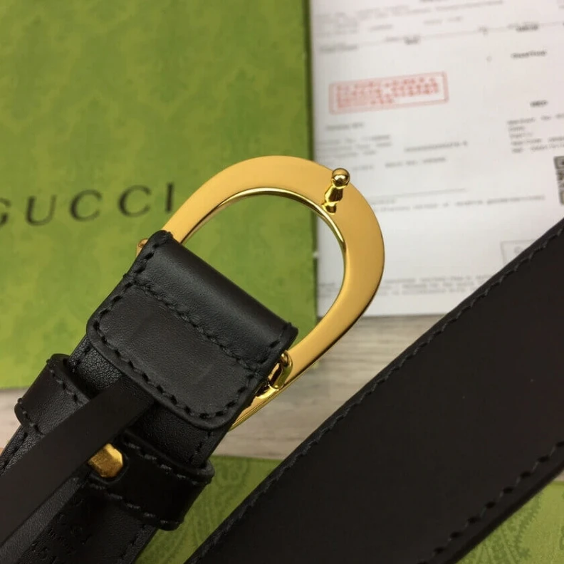 Louis vuitton locations Black lea Gucci Thin 30mm Belt with G Buckle Black