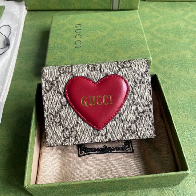 Kitlife Two flat Gucci Valentine's Day Card Case Wallet