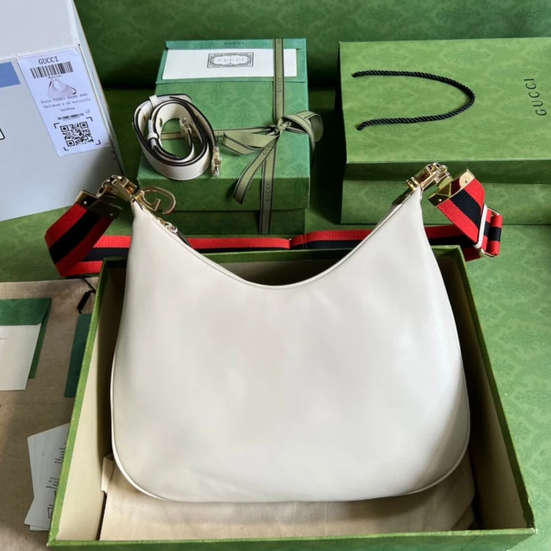 Replica bags lv Gucci White Leather Attache Medium Shoulder Bag