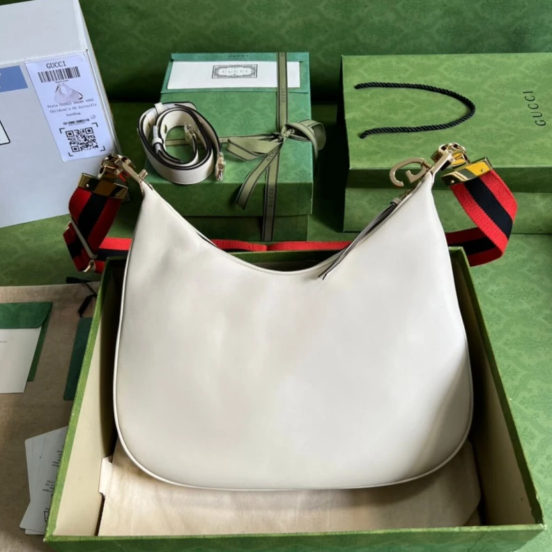 Replica bags lv Gucci White Leather Attache Medium Shoulder Bag