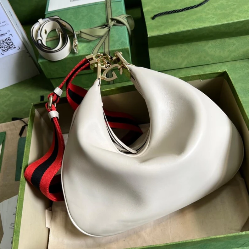 Replica bags lv Gucci White Leather Attache Medium Shoulder Bag