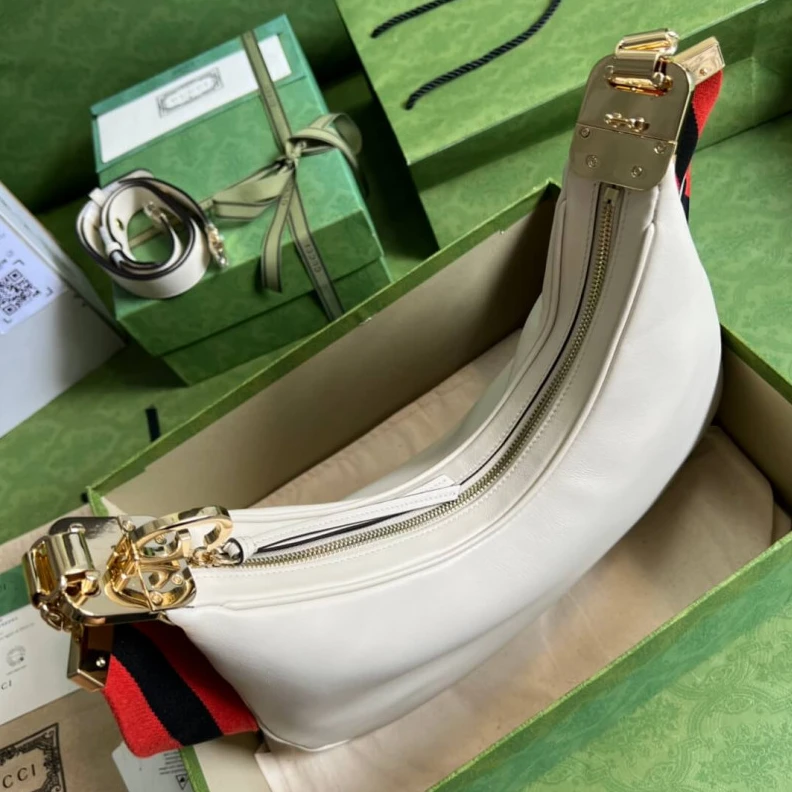 Replica bags lv Gucci White Leather Attache Medium Shoulder Bag