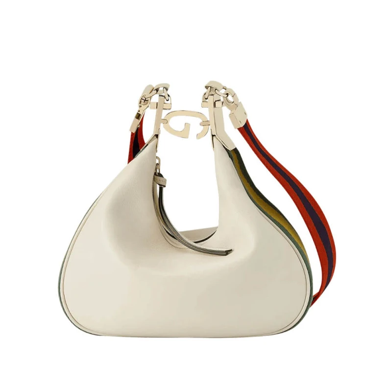 Gucci White Leather Attache Small Shoulder Bag