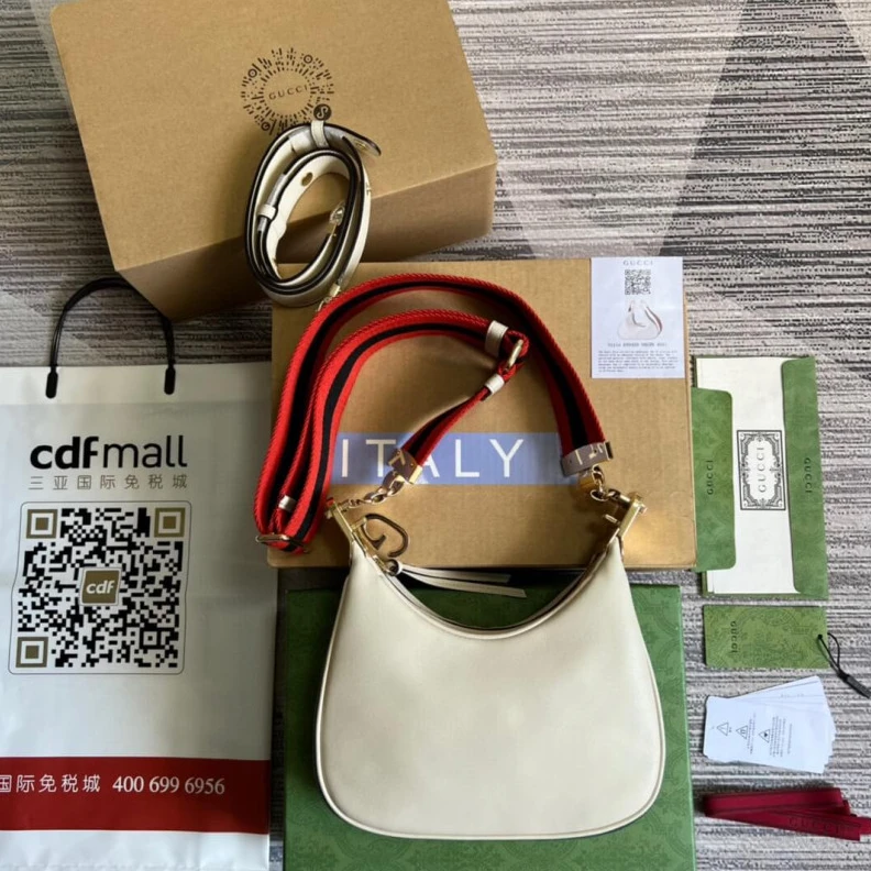 Top lv Gucci White Leather Attache Small Shoulder Bag