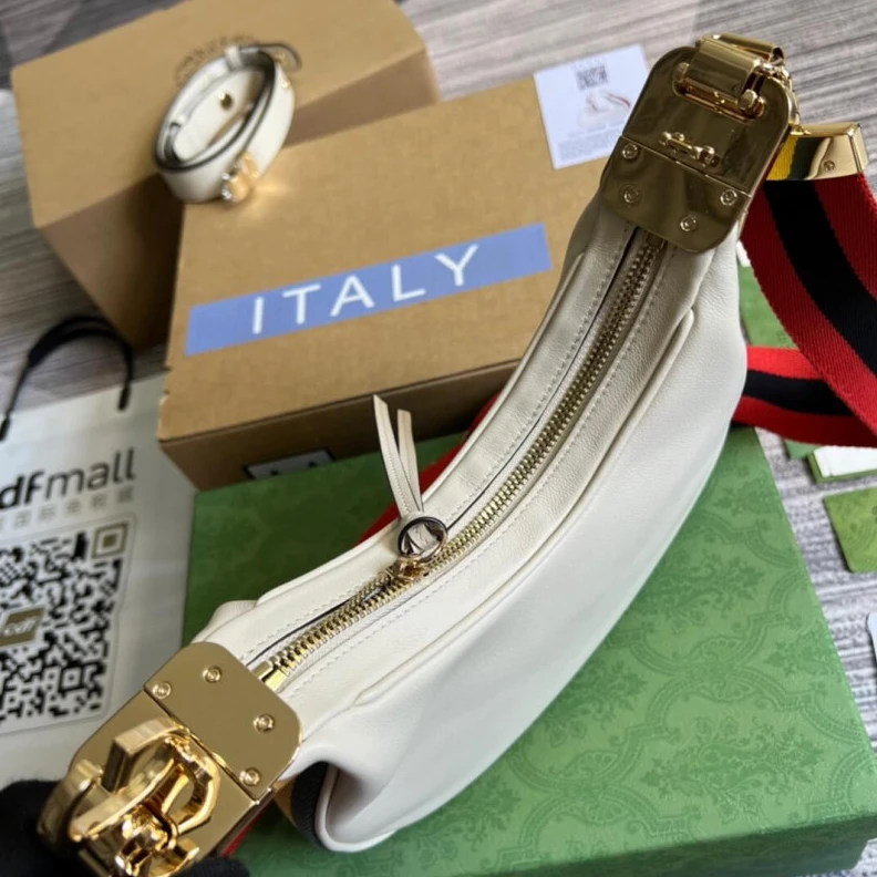 Top lv Gucci White Leather Attache Small Shoulder Bag