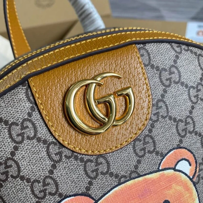 Louis vuitton locations Double G KAI x Gucci Teddy Bear Print Backpack
