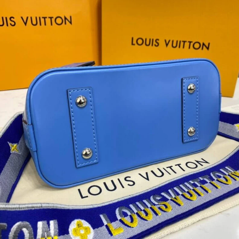 Replica bags lv Epi grain Louis Vuitton Alma BB Bleuet Blue