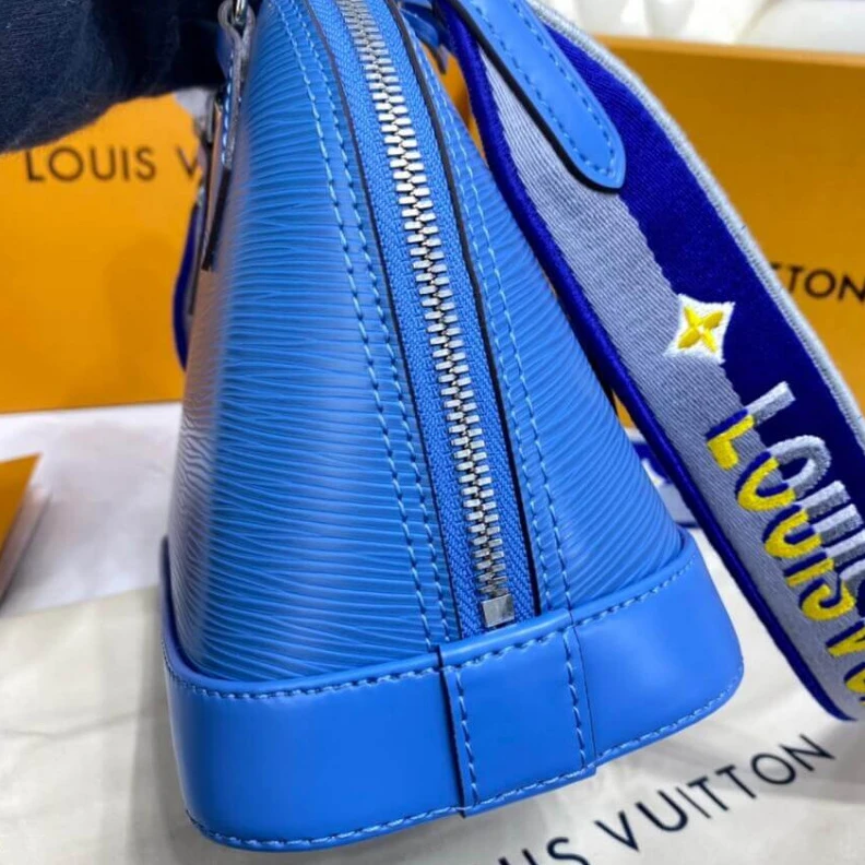 Replica bags lv Epi grain Louis Vuitton Alma BB Bleuet Blue