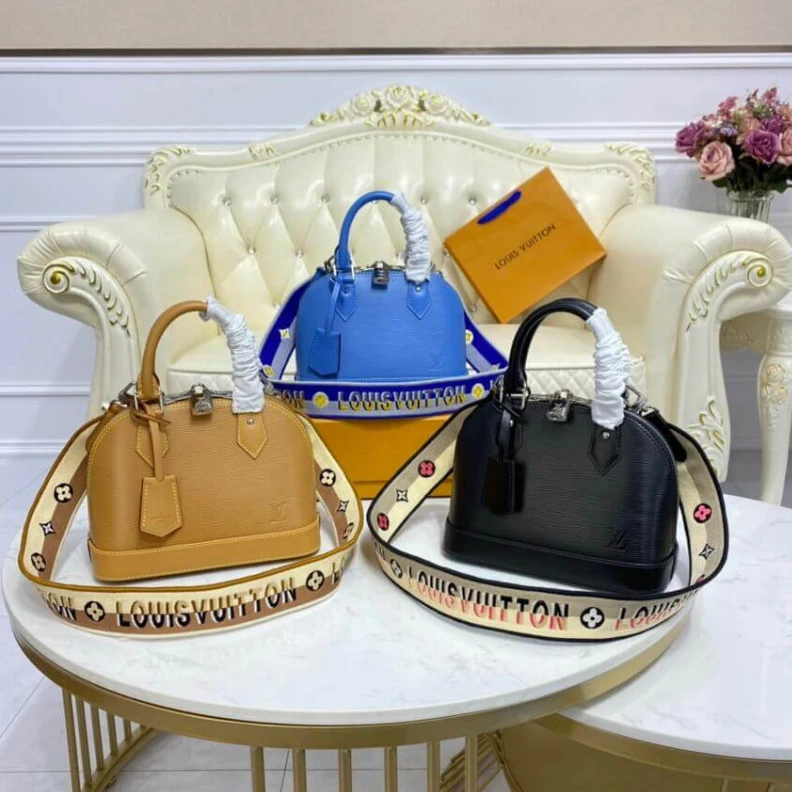 Replica bags lv Epi grain Louis Vuitton Alma BB Bleuet Blue