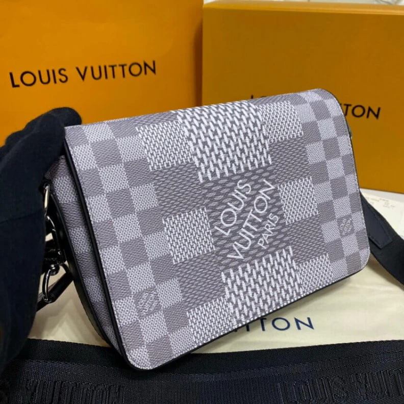 Louis vuitton locations Strap dro Louis Vuitton Antarctica Damier Graphite 3D Canvas Studio Messenger