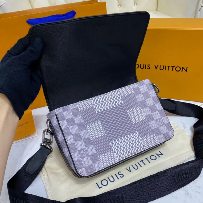 Louis vuitton locations Strap dro Louis Vuitton Antarctica Damier Graphite 3D Canvas Studio Messenger