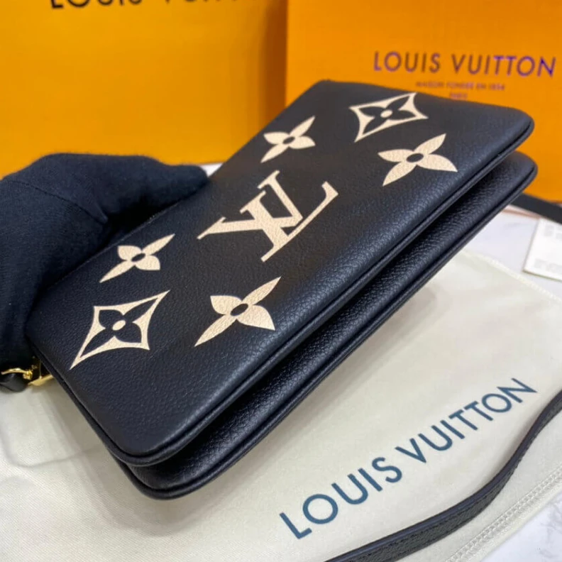 Louis vuitton locations Cowhidele Louis Vuitton Bicolor Double Zip Pochette Black