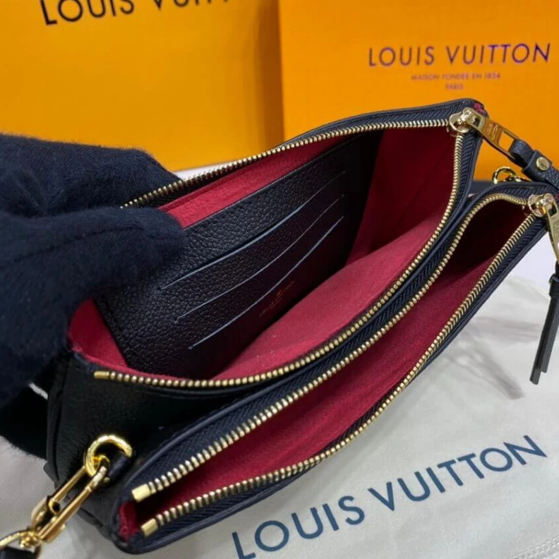 Louis vuitton locations Cowhidele Louis Vuitton Bicolor Double Zip Pochette Black