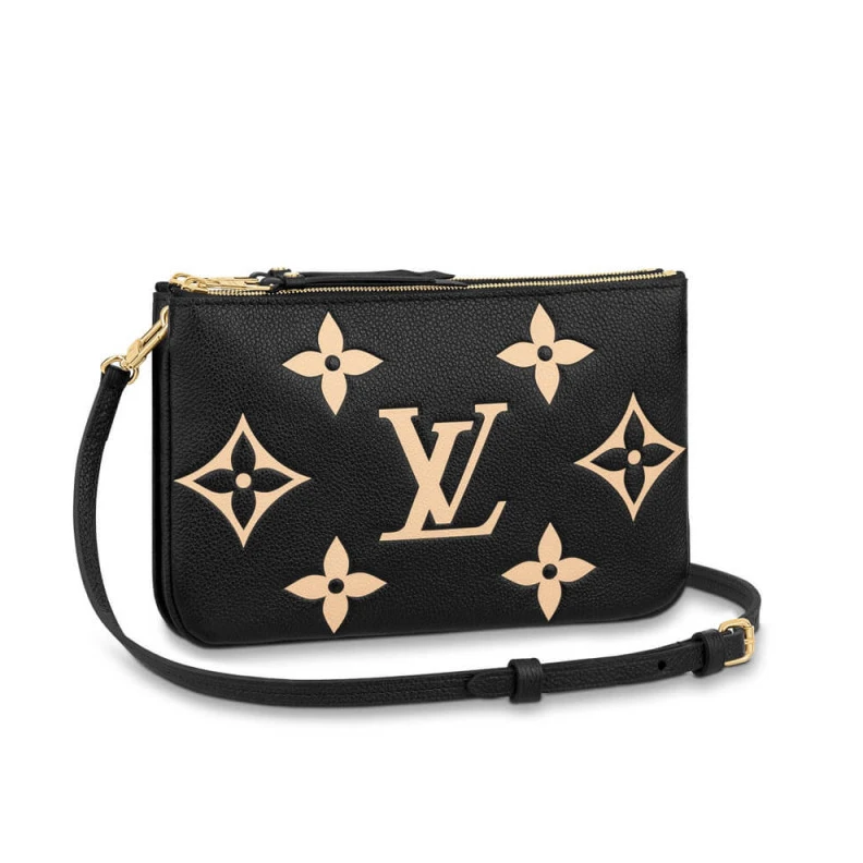 Cowhidele Louis Vuitton Bicolor Double Zip Pochette Black