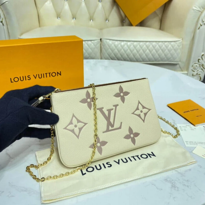 Replica bags Louis Vuitton Bicolor Double Zip Pochette Cream