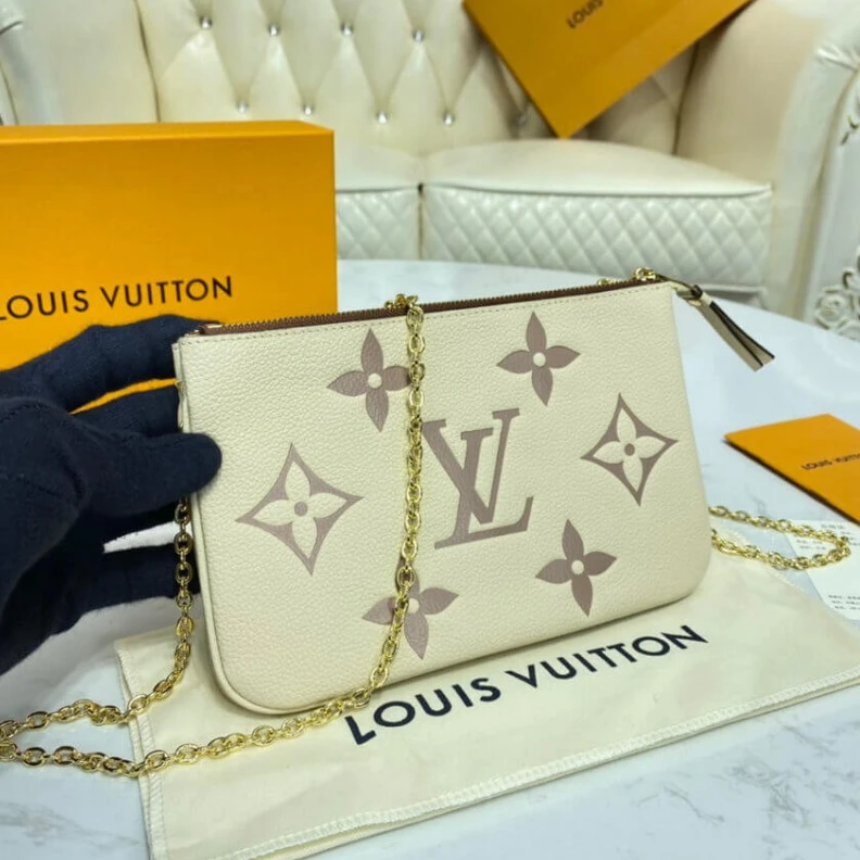Replica bags Louis Vuitton Bicolor Double Zip Pochette Cream