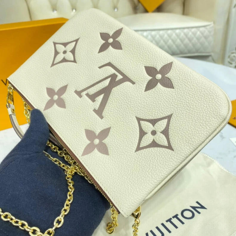 Replica bags Louis Vuitton Bicolor Double Zip Pochette Cream