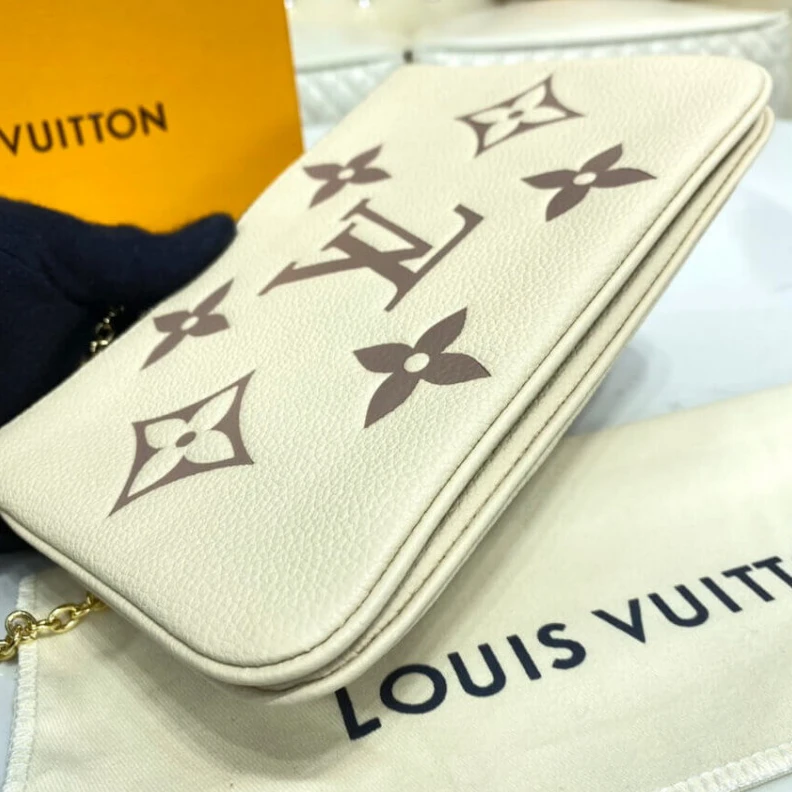 Replica bags Louis Vuitton Bicolor Double Zip Pochette Cream