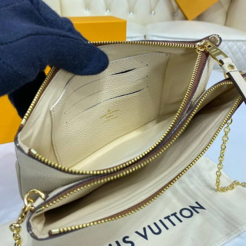 Replica bags Louis Vuitton Bicolor Double Zip Pochette Cream