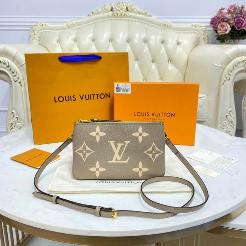 Strap:Rem Louis Vuitton Bicolor Double Zip Pochette Grey