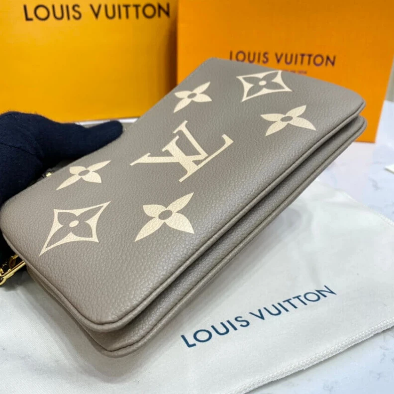 Strap:Rem Louis Vuitton Bicolor Double Zip Pochette Grey