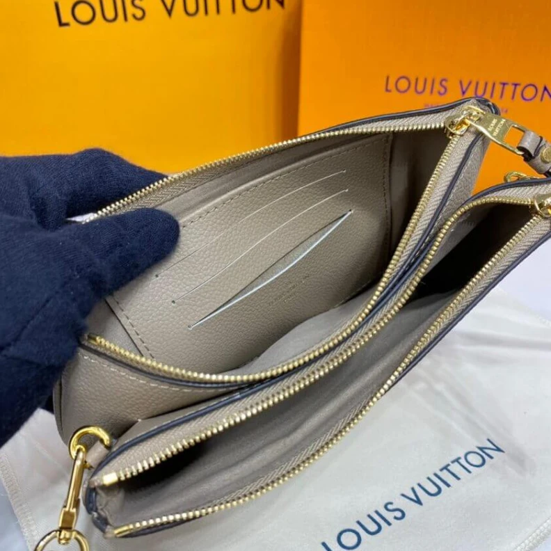 Strap:Rem Louis Vuitton Bicolor Double Zip Pochette Grey