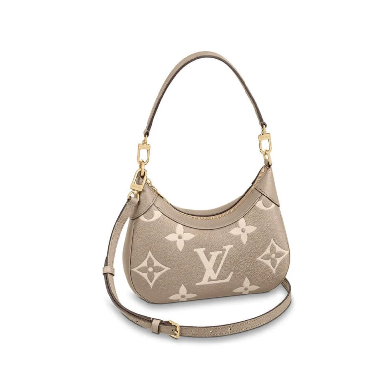 Tonal mic Louis Vuitton Bicolor Monogram Empreinte Leather Bagatelle Grey Beige