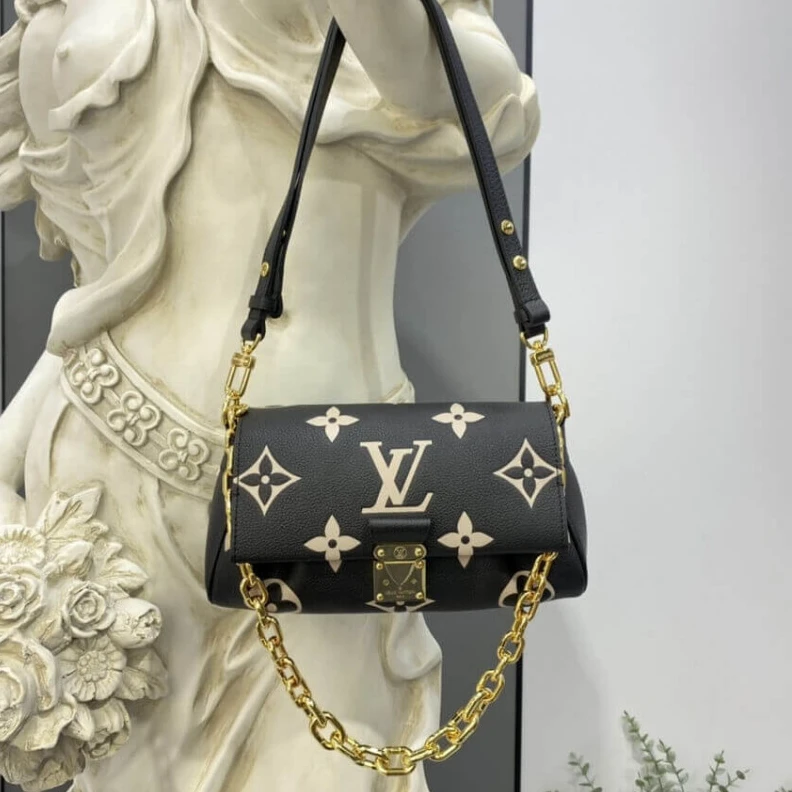 Top lv Chain dro Louis Vuitton Bicolor Monogram Empreinte Leather Favorite Bag