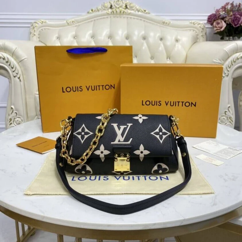 Top lv Chain dro Louis Vuitton Bicolor Monogram Empreinte Leather Favorite Bag
