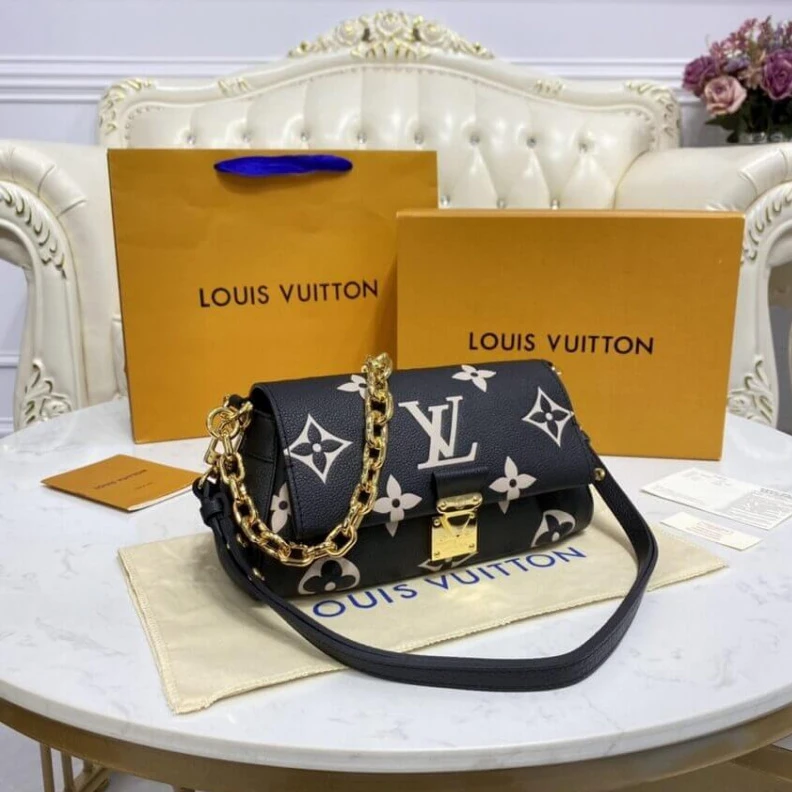 Top lv Chain dro Louis Vuitton Bicolor Monogram Empreinte Leather Favorite Bag