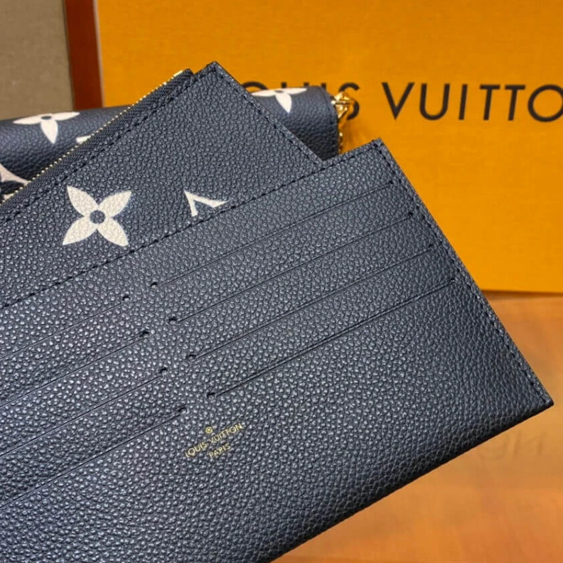 Replica bags Chain Dro Louis Vuitton Bicolor Monogram Empreinte Leather Felicie Pochette Black Beige