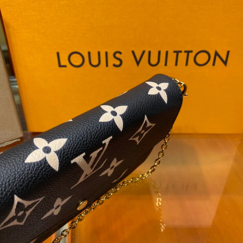 Replica bags Chain Dro Louis Vuitton Bicolor Monogram Empreinte Leather Felicie Pochette Black Beige