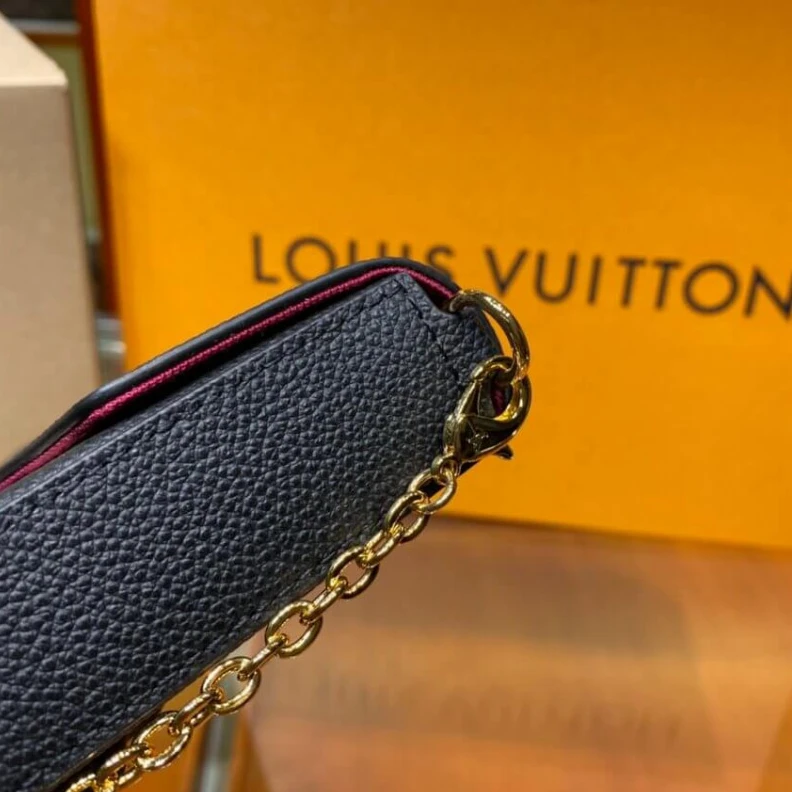 Replica bags Chain Dro Louis Vuitton Bicolor Monogram Empreinte Leather Felicie Pochette Black Beige