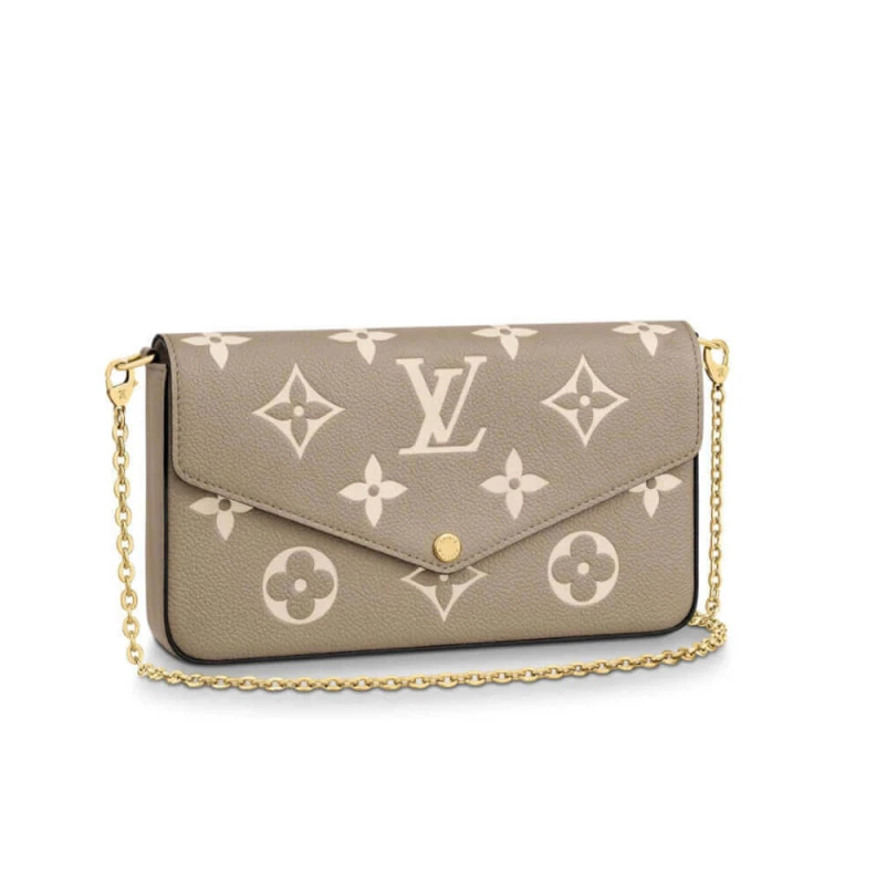 Goldcolor Louis Vuitton Bicolor Monogram Empreinte Leather Felicie Pochette Gray Cream