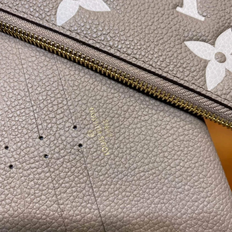 Top lv Goldcolor Louis Vuitton Bicolor Monogram Empreinte Leather Felicie Pochette Gray Cream