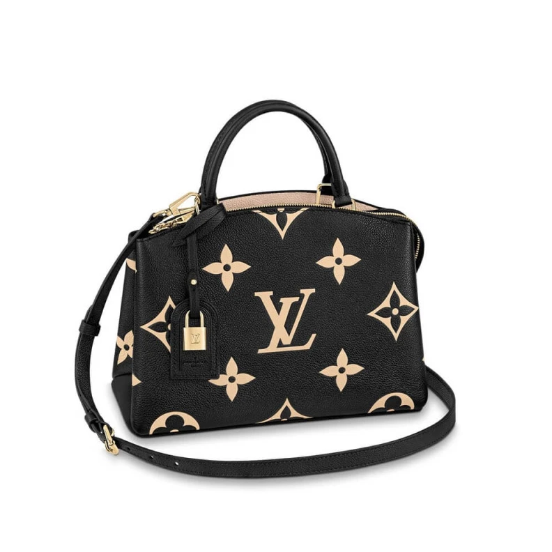 Name tag Louis Vuitton Bicolor Monogram Empreinte Leather Petit Palais Black Beige