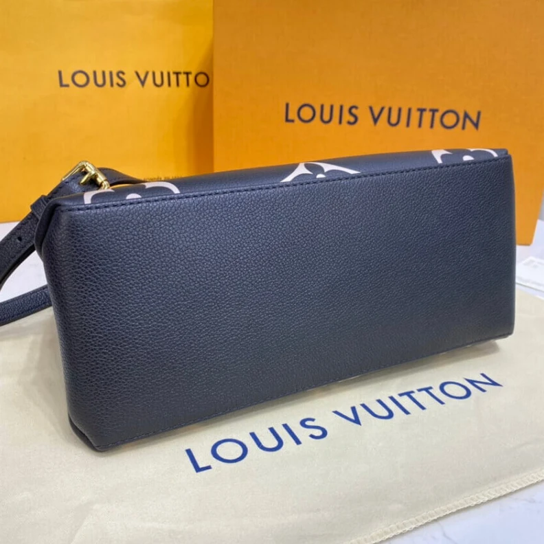 Top lv Name tag Louis Vuitton Bicolor Monogram Empreinte Leather Petit Palais Black Beige