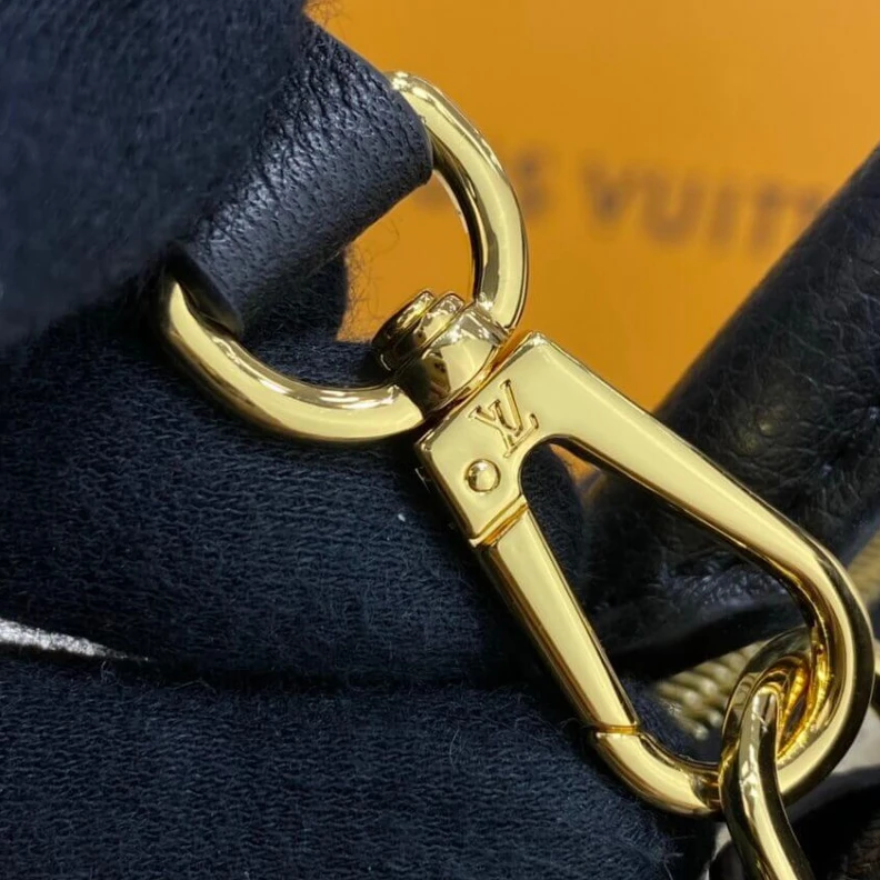 Top lv Name tag Louis Vuitton Bicolor Monogram Empreinte Leather Petit Palais Black Beige
