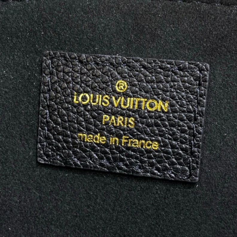 Top lv Name tag Louis Vuitton Bicolor Monogram Empreinte Leather Petit Palais Black Beige